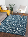 Berber Lattice Shag Collection Area Rug - Atlas (Navy Blue) Rectangle Navy Blue  lifestyle 0