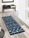 Berber Lattice Shag Collection Area Rug - Atlas (Navy Blue) Runner Navy Blue  lifestyle 0