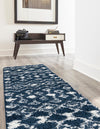 Berber Lattice Shag Collection Area Rug - Atlas (Navy Blue) Runner Navy Blue  lifestyle 2