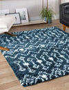 Berber Lattice Shag Collection Area Rug - Atlas (Navy Blue) Square Navy Blue  lifestyle 3