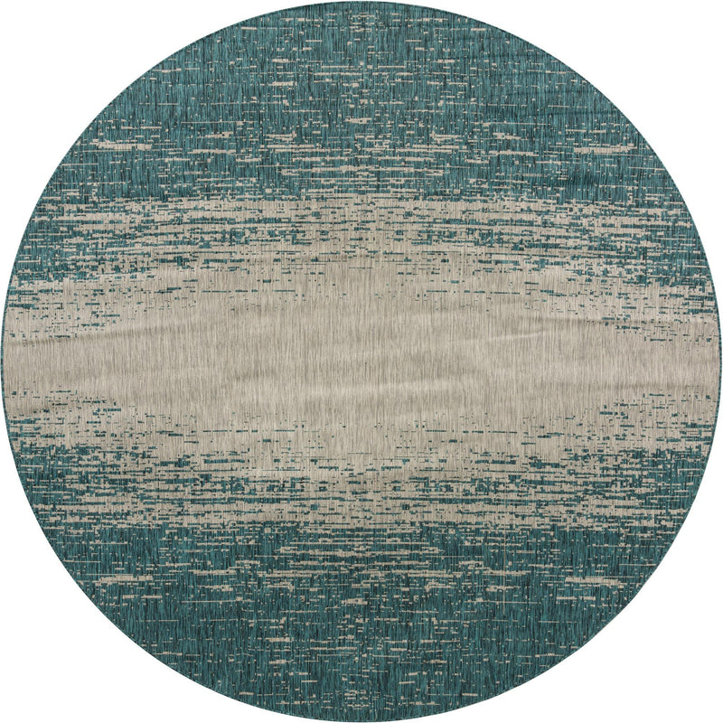 Urban Terrace Collection Area Rug -  Vanderbilt Round Teal  lifestyle 65