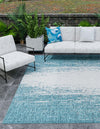 Urban Terrace Collection Area Rug -  Vanderbilt Square Teal  lifestyle 101