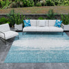 Urban Terrace Collection Area Rug -  Vanderbilt Square Teal  lifestyle 170