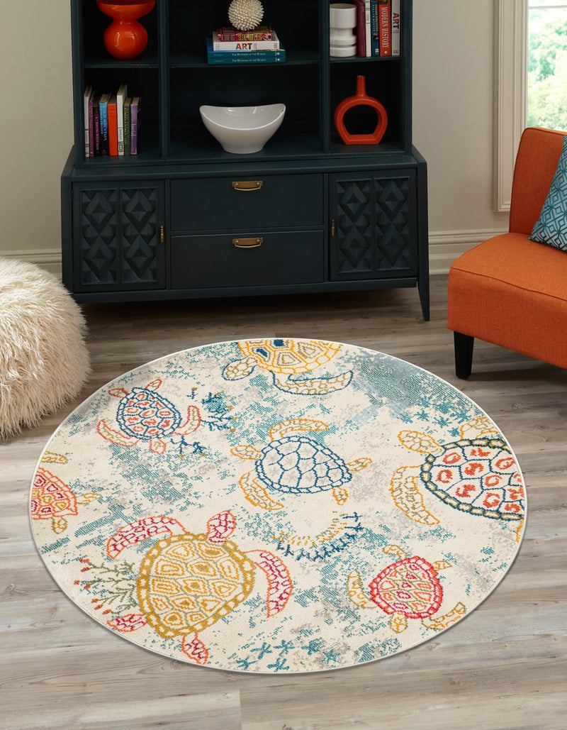 Sorrento Shores Collection Area Rug -  Massa Round Beige  lifestyle 24