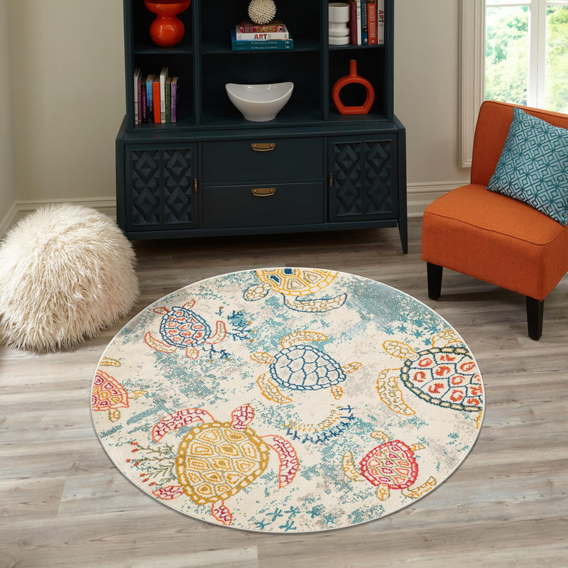 Sorrento Shores Collection Area Rug -  Massa Round Beige  lifestyle 64