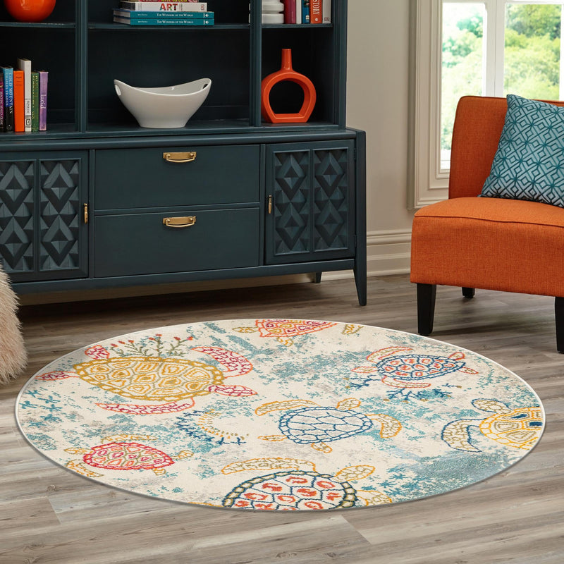 Sorrento Shores Collection Area Rug -  Massa Round Beige  lifestyle 66