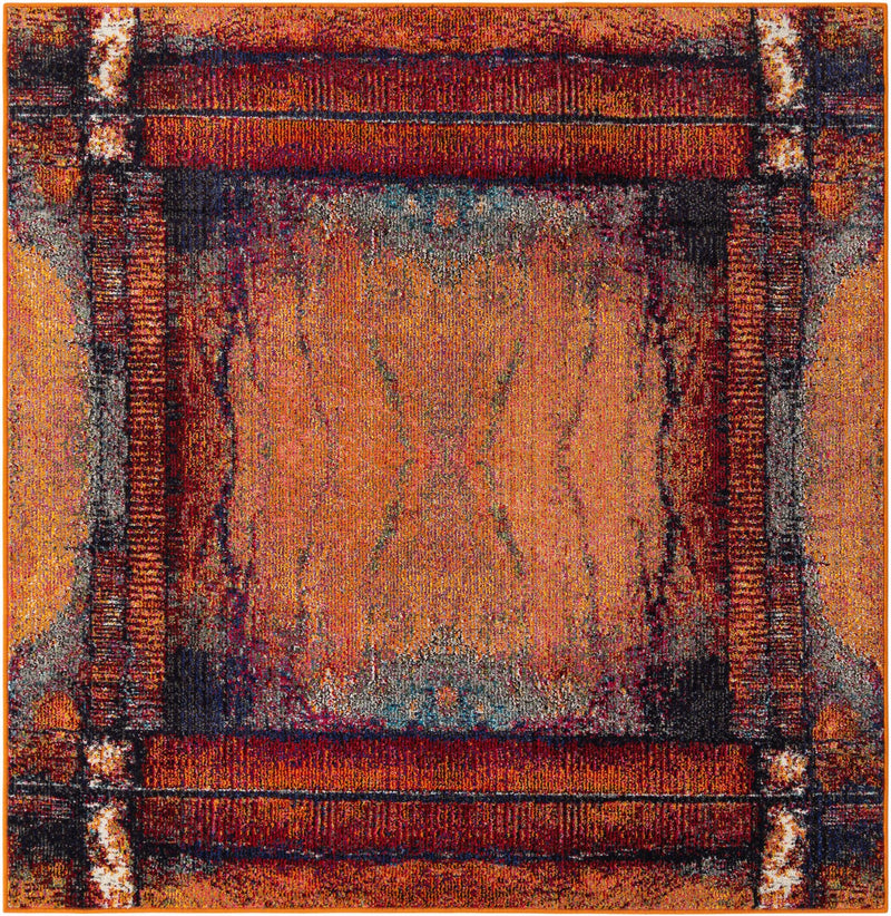 Marrakesh Elegance Collection Area Rug -  Sijilmasa Square Orange  lifestyle 28