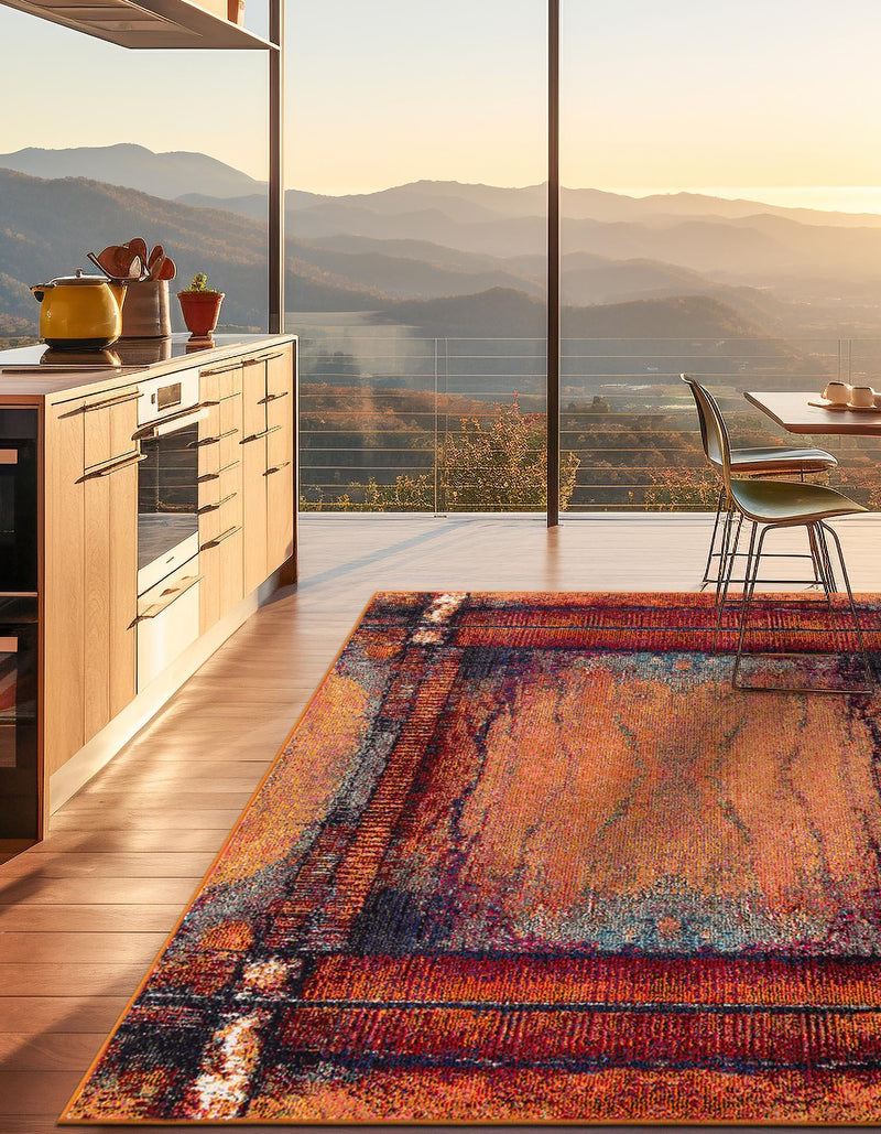 Marrakesh Elegance Collection Area Rug -  Sijilmasa Square Orange  lifestyle 36