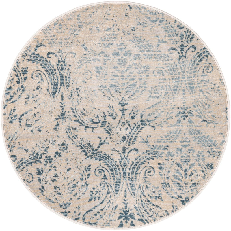 Heritage Retreat Collection Area Rug -  Homestead Round Blue  lifestyle 29