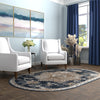 Coastal Manor Collection Area Rug -  Pelican Oval Dark Blue  lifestyle 131