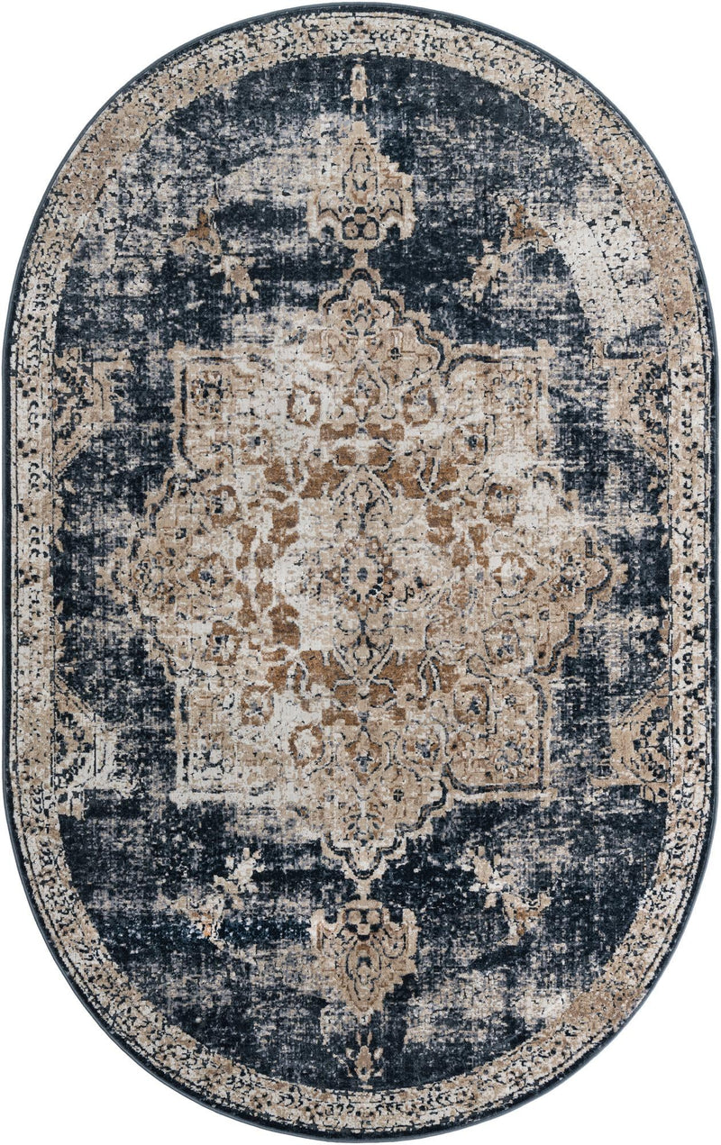 Coastal Manor Collection Area Rug -  Pelican Oval Dark Blue  lifestyle 26