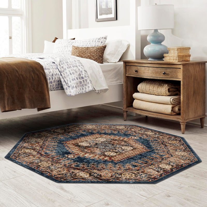 Eden Oasis Collection Area Rug -  Refuge (Blue) Octagon Blue  lifestyle 88