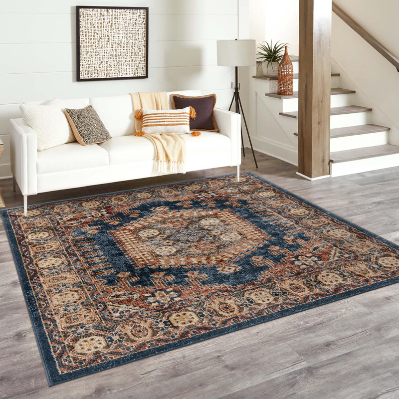 Eden Oasis Collection Area Rug -  Refuge (Blue) Square Blue  lifestyle 89