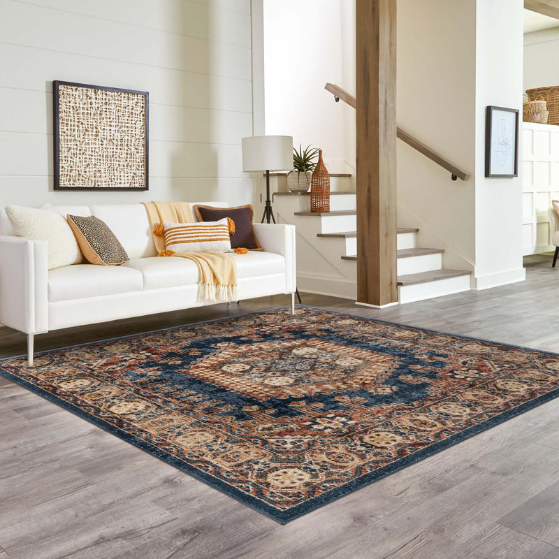 Eden Oasis Collection Area Rug -  Refuge (Blue) Square Blue  lifestyle 92