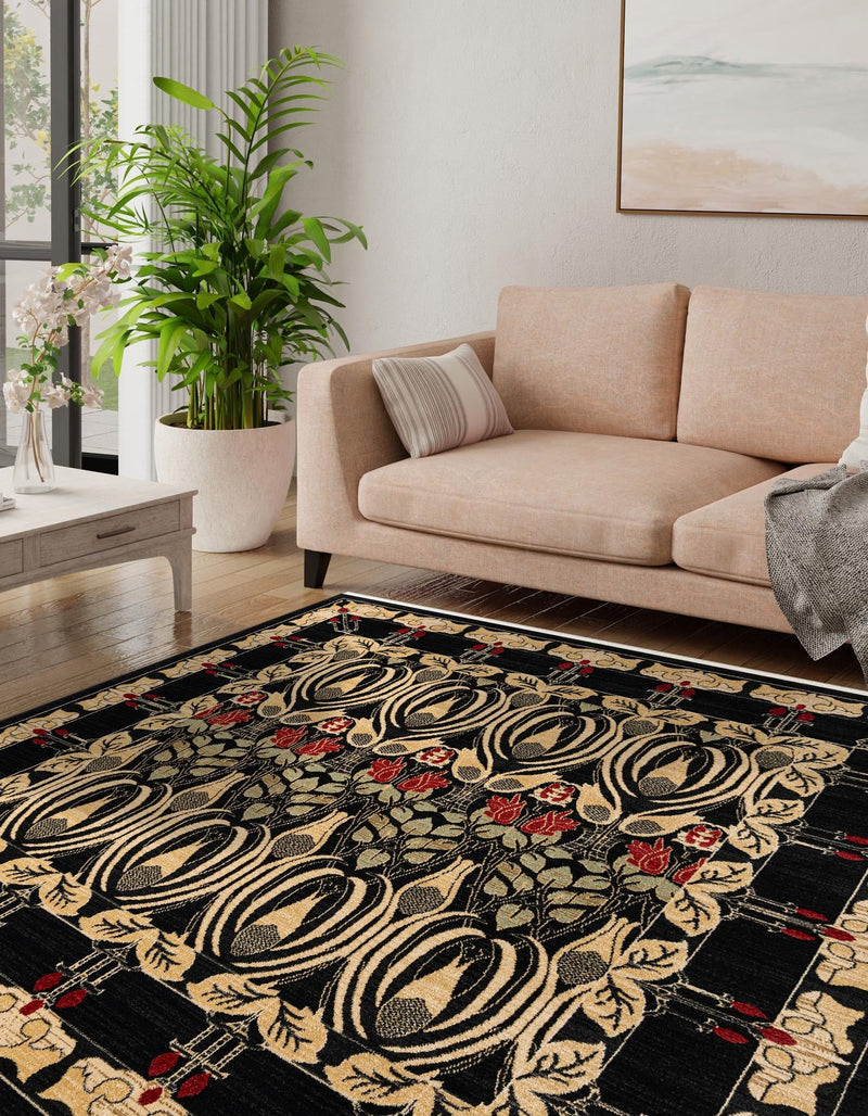 Chelsea Elegance Collection Area Rug -  Brompton (Black) Square Black  lifestyle 33