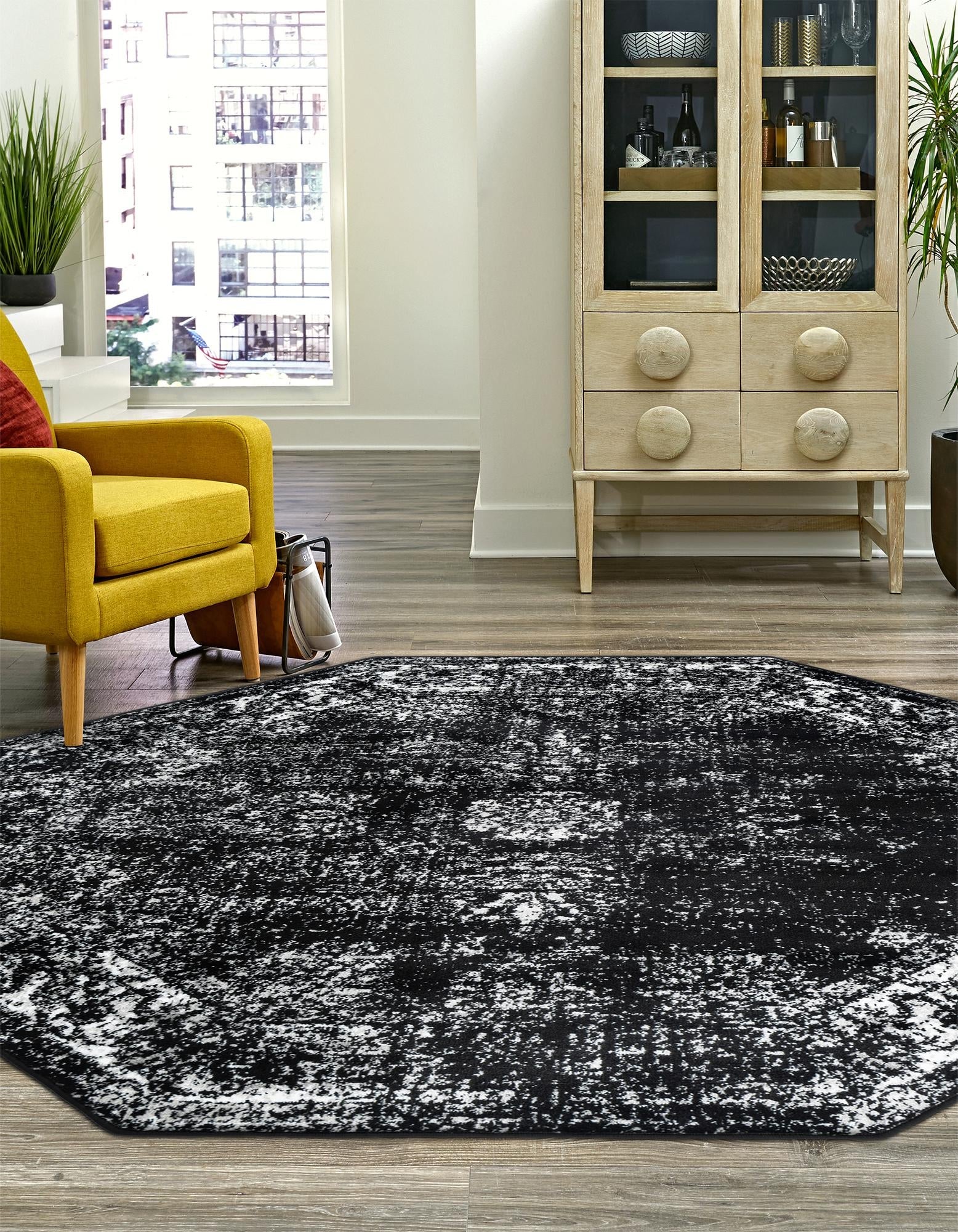 Riviera Elegance Collection Area Rug - Antibes (Black)