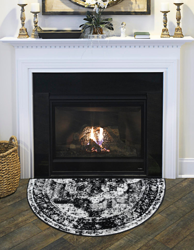 Riviera Elegance Collection Area Rug -  Menton (Black) Hearth Black  lifestyle 0