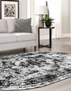 Riviera Elegance Collection Area Rug -  Menton (Black) Oval Black  lifestyle 7