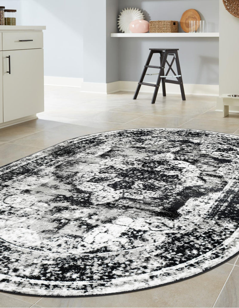 Riviera Elegance Collection Area Rug -  Menton (Black) Oval Black  lifestyle 10