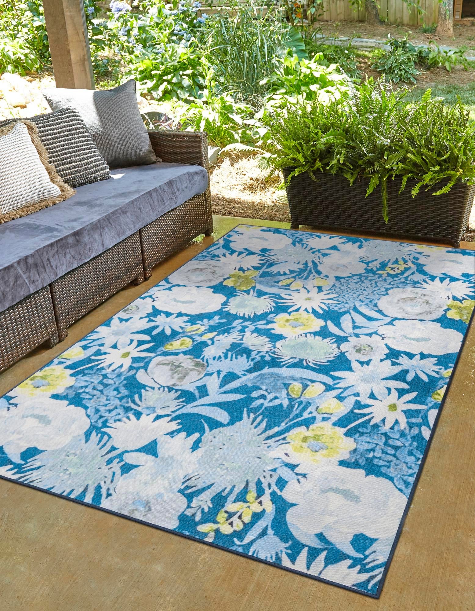 Belizean Tropics Outdoor Rugs Collection Area Rug -  Lagoon