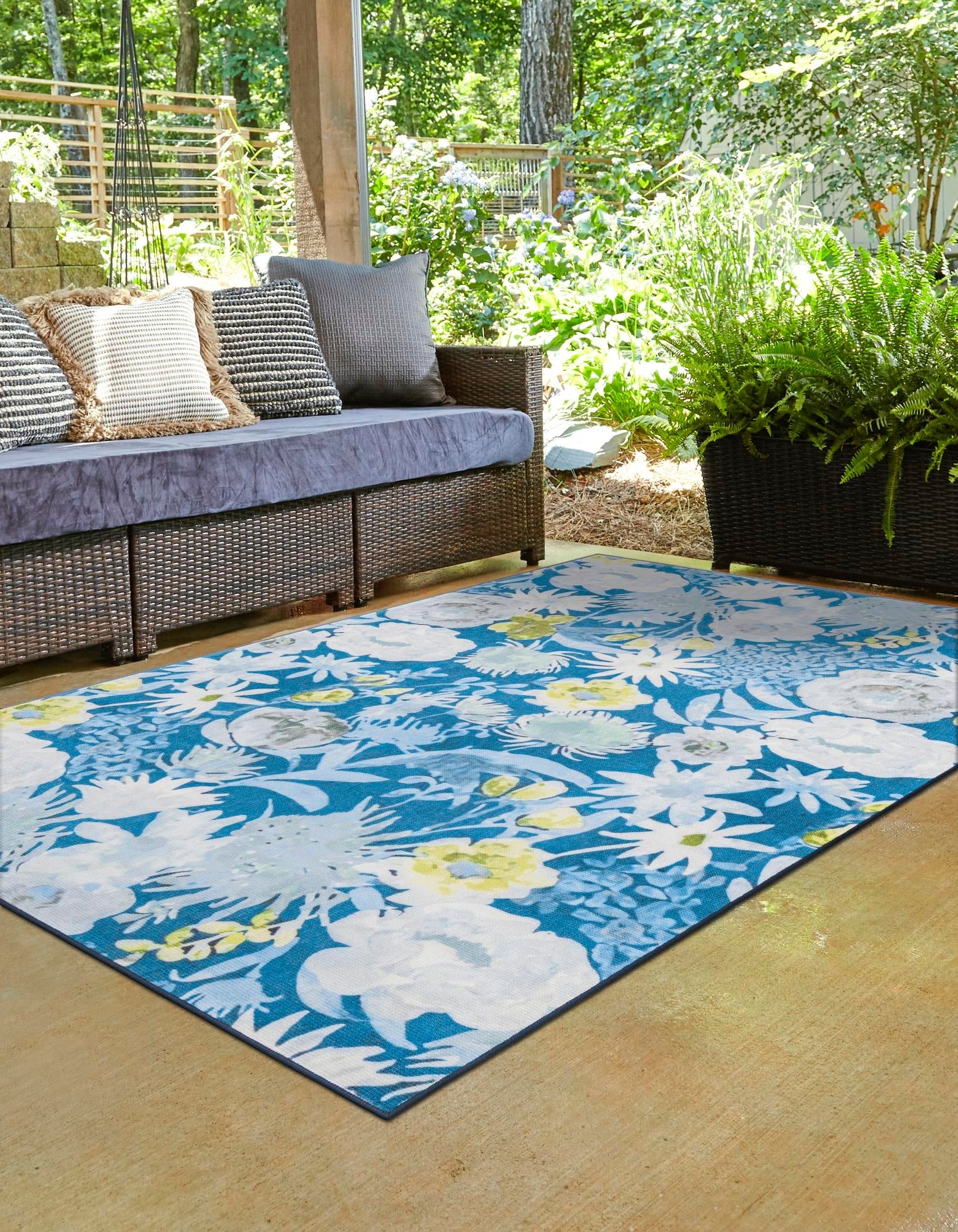 Belizean Tropics Outdoor Rugs Collection Area Rug -  Lagoon