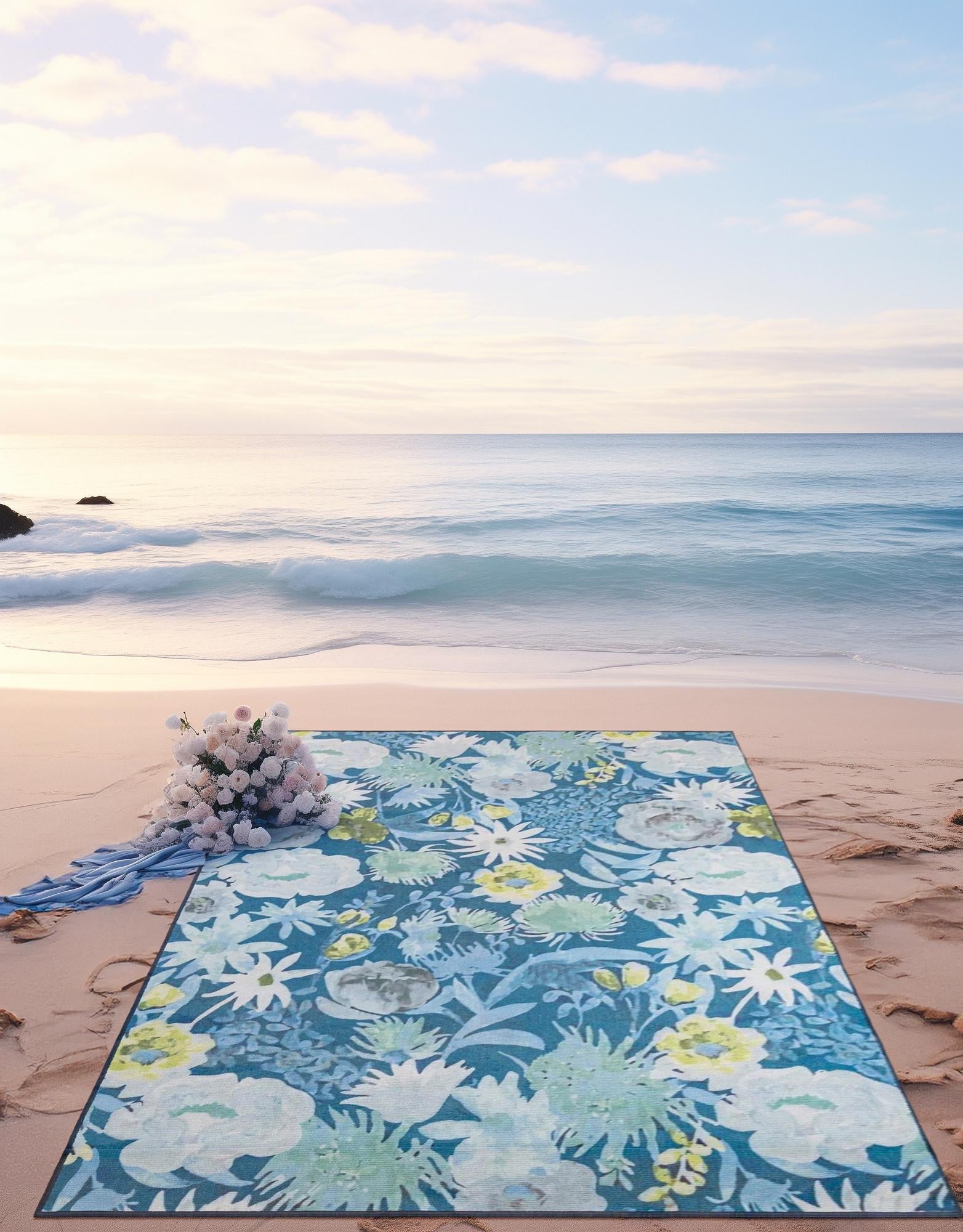 Belizean Tropics Outdoor Rugs Collection Area Rug -  Lagoon