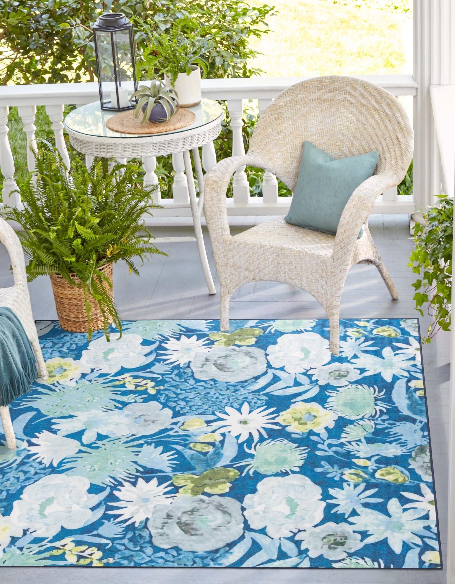 Belizean Tropics Outdoor Rugs Collection Area Rug -  Lagoon