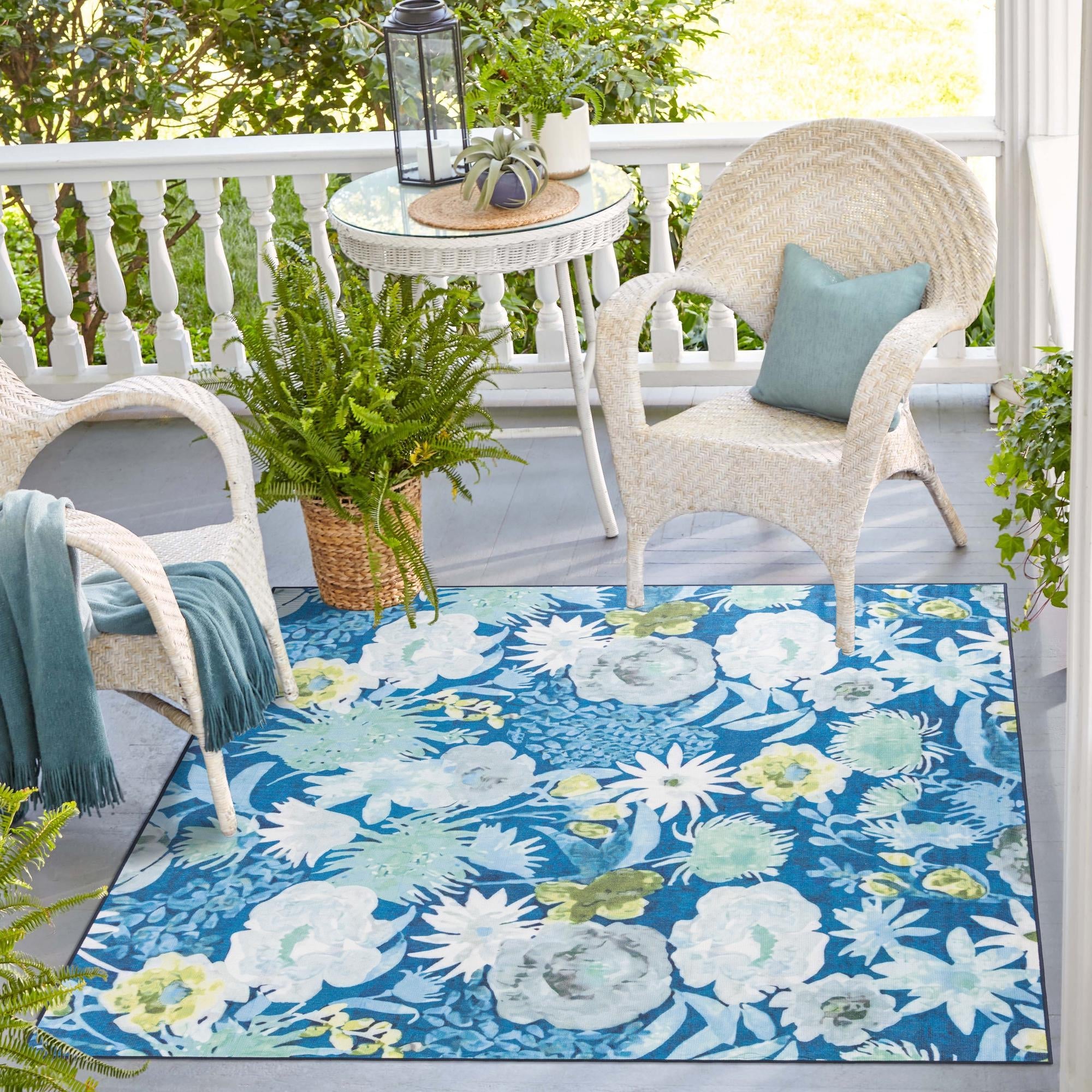 Belizean Tropics Outdoor Rugs Collection Area Rug -  Lagoon