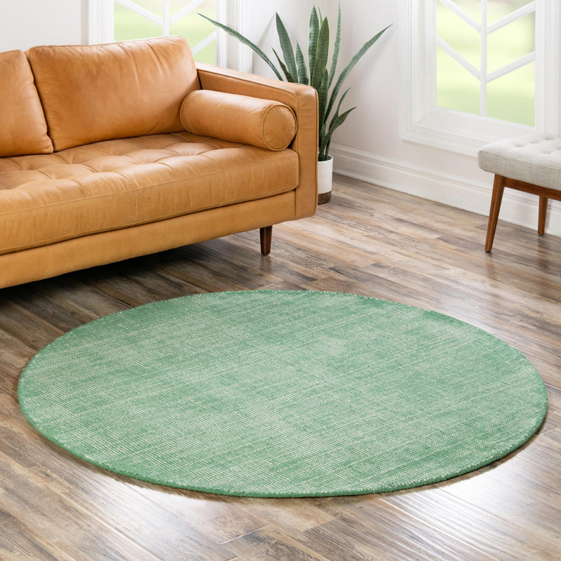 Berkshire Estate Collection Area Rug - Windsor (Green) Round Green  lifestyle 60