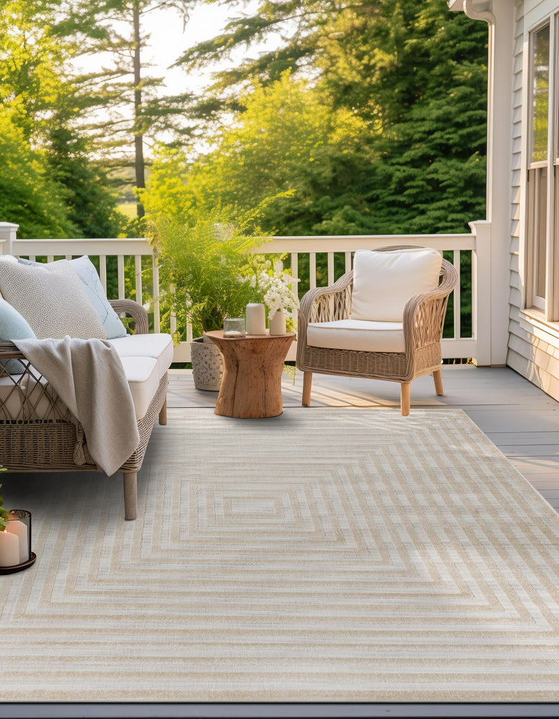 Catalina Cove Outdoor Collection Area Rug - Avalon Square Beige  lifestyle 54