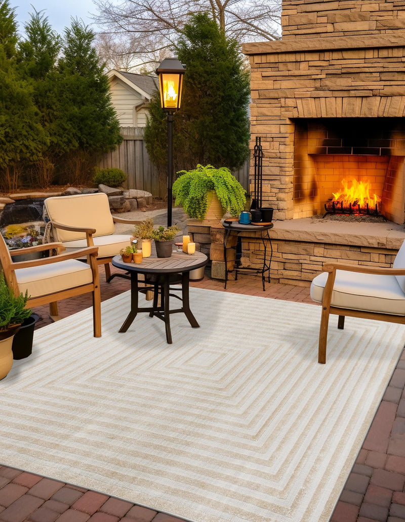 Catalina Cove Outdoor Collection Area Rug - Avalon Square Beige  lifestyle 109