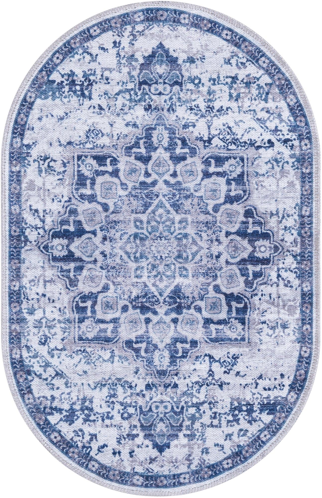 Baroque Era Collection Area Rug - Versailles (Gray Blue)