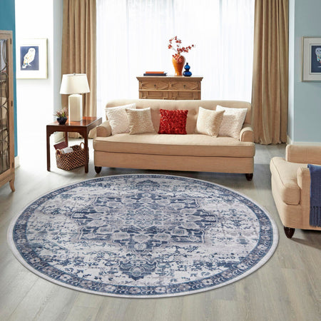 Baroque Era Collection Area Rug - Versailles (Gray Blue)