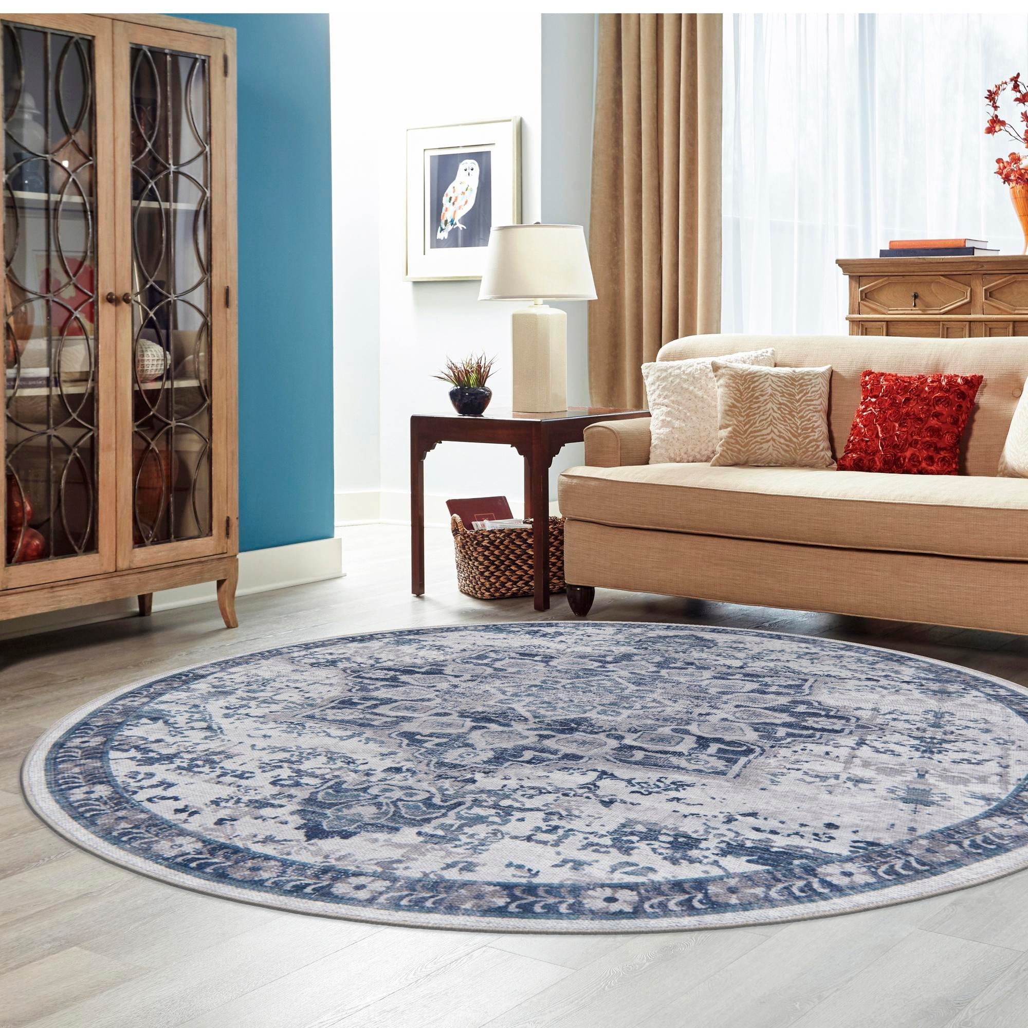 Baroque Era Collection Area Rug - Versailles (Gray Blue)