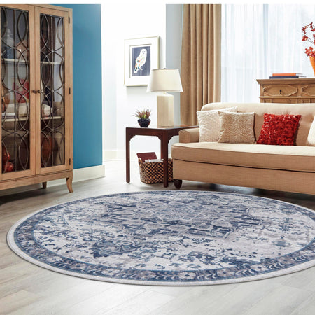 Baroque Era Collection Area Rug - Versailles (Gray Blue)