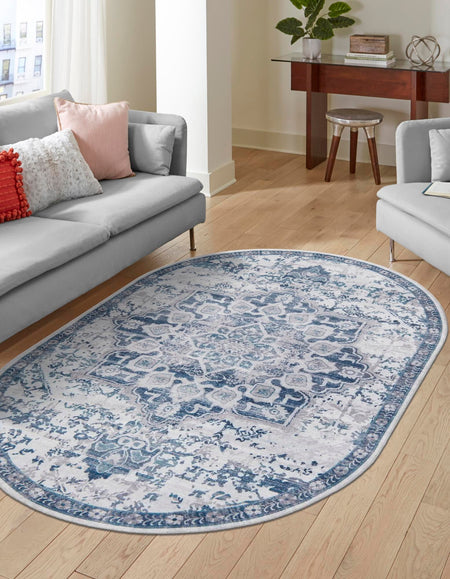 Baroque Era Collection Area Rug - Versailles (Gray Blue)