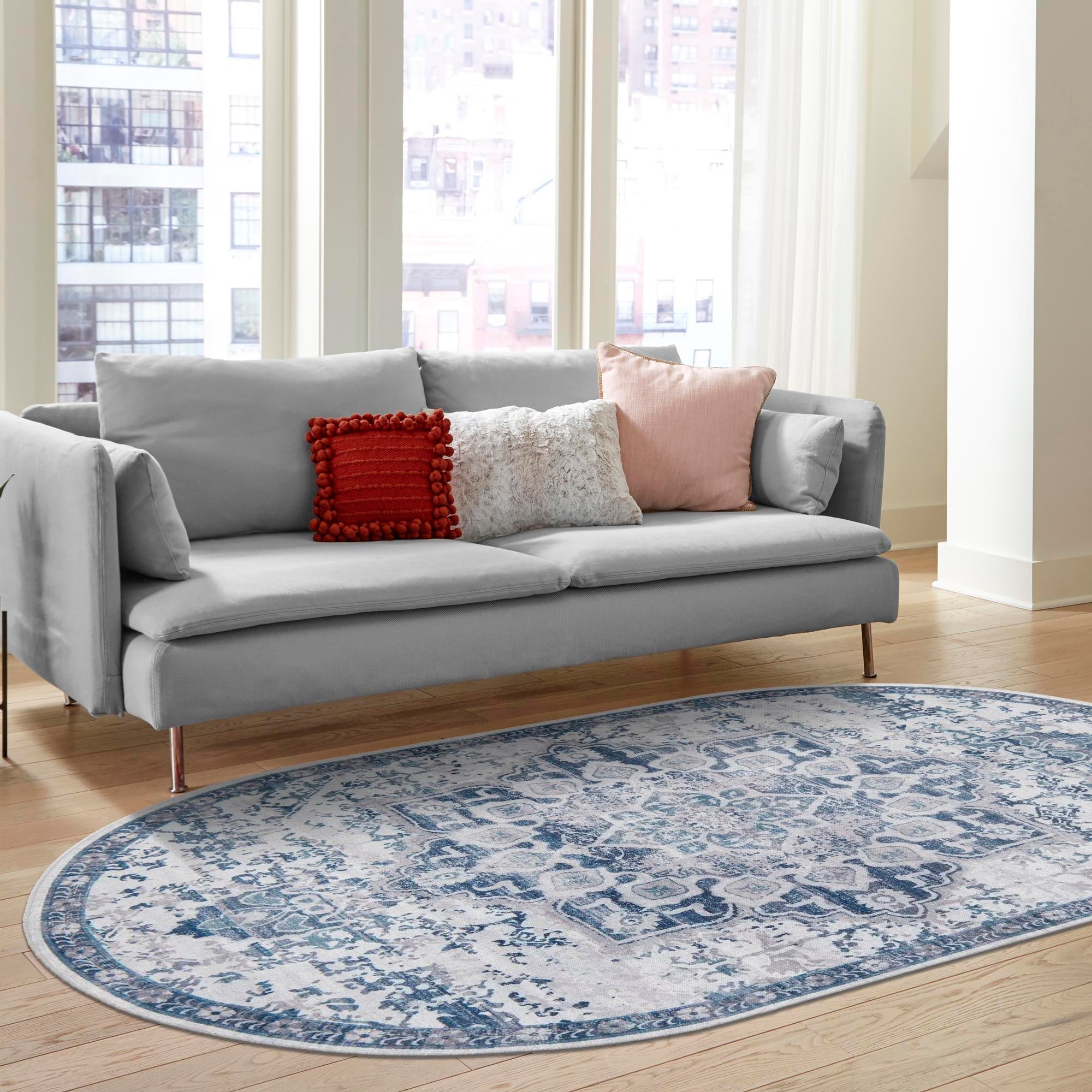 Baroque Era Collection Area Rug - Versailles (Gray Blue)