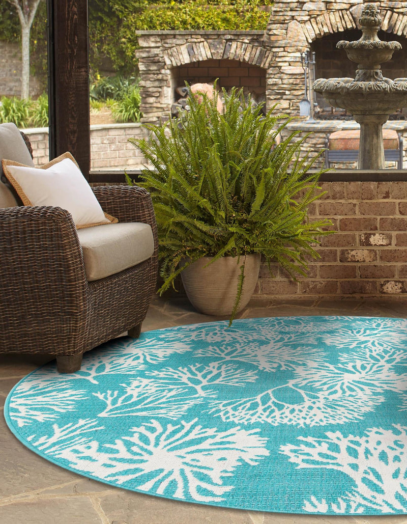 Seaside Haven Rugs Collection Area Rug -  Seaside Round Teal  lifestyle 27