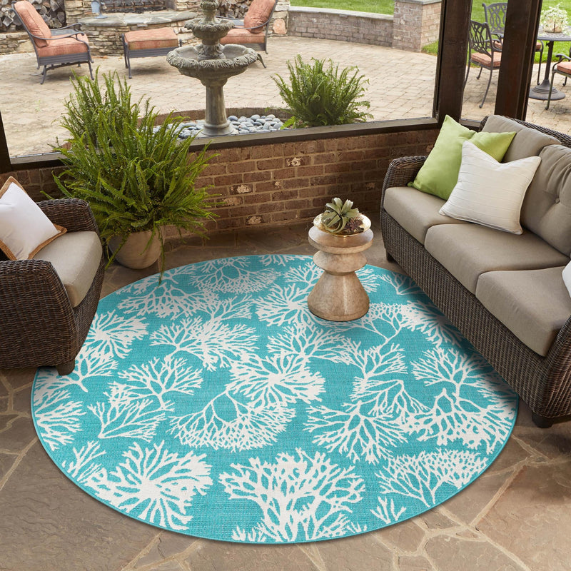 Seaside Haven Rugs Collection Area Rug -  Seaside Round Teal  lifestyle 71