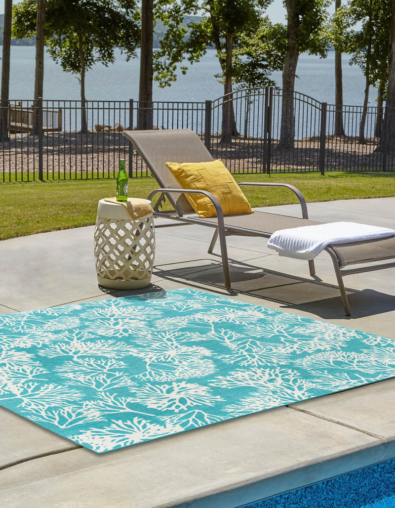 Seaside Haven Rugs Collection Area Rug -  Seaside Square Teal  lifestyle 25