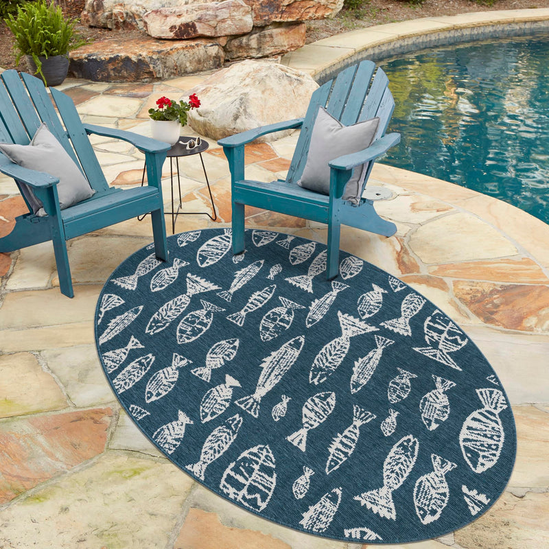 Seaside Haven Rugs Collection Area Rug -  Oceanview Oval Blue  lifestyle 70