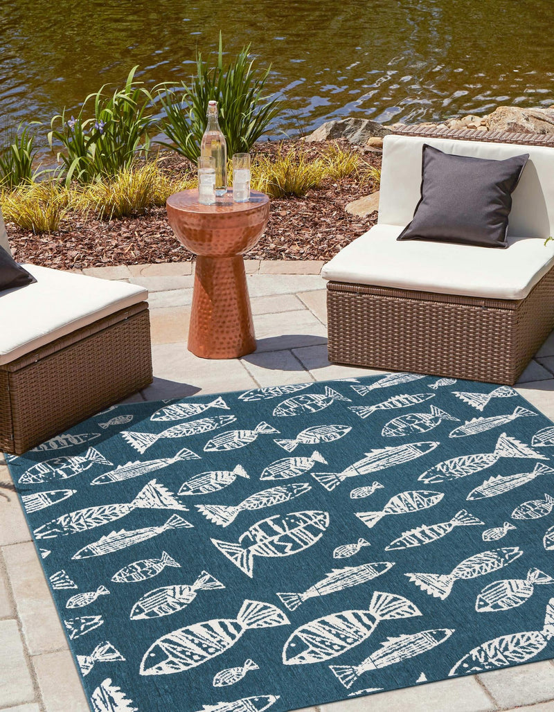 Seaside Haven Rugs Collection Area Rug -  Oceanview Square Blue  lifestyle 21