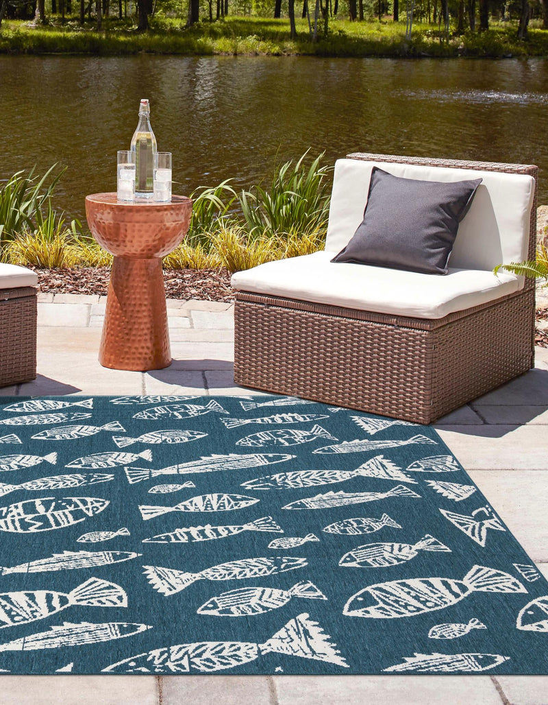 Seaside Haven Rugs Collection Area Rug -  Oceanview Square Blue  lifestyle 25