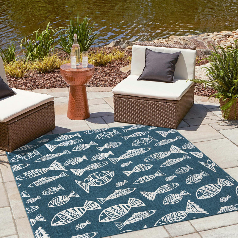 Seaside Haven Rugs Collection Area Rug -  Oceanview Square Blue  lifestyle 69