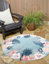 Seaside Blooms Collection Area Rug - Haven Round Blue  lifestyle 30