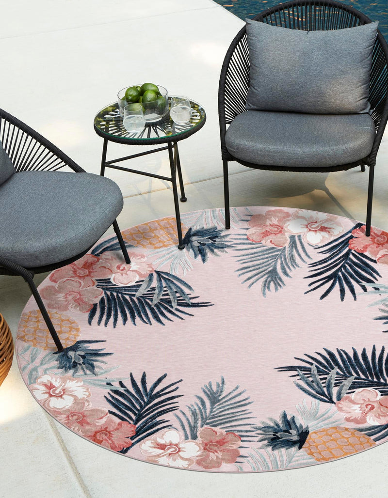 Seaside Blooms Collection Area Rug - Haven Round Pink  lifestyle 33