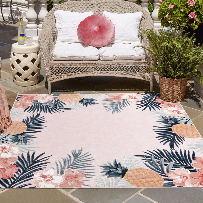 Seaside Blooms Collection Area Rug - Haven Square Pink  lifestyle 58