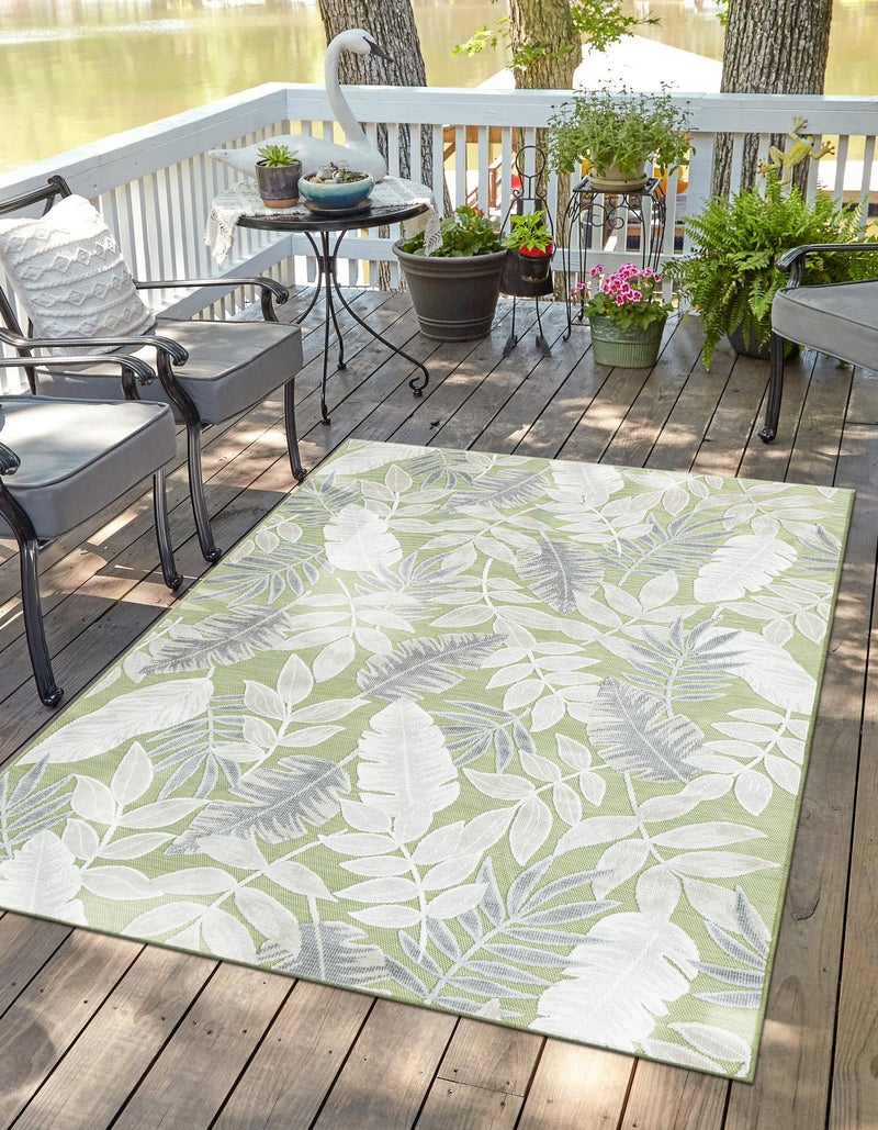 Seaside Blooms Collection Area Rug -  Serene Rectangle Green  lifestyle 2