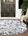 Seaside Blooms Collection Area Rug -  Serene Round Black  lifestyle 90