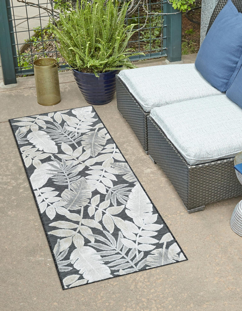 Seaside Blooms Collection Area Rug -  Serene Runner Black  lifestyle 76